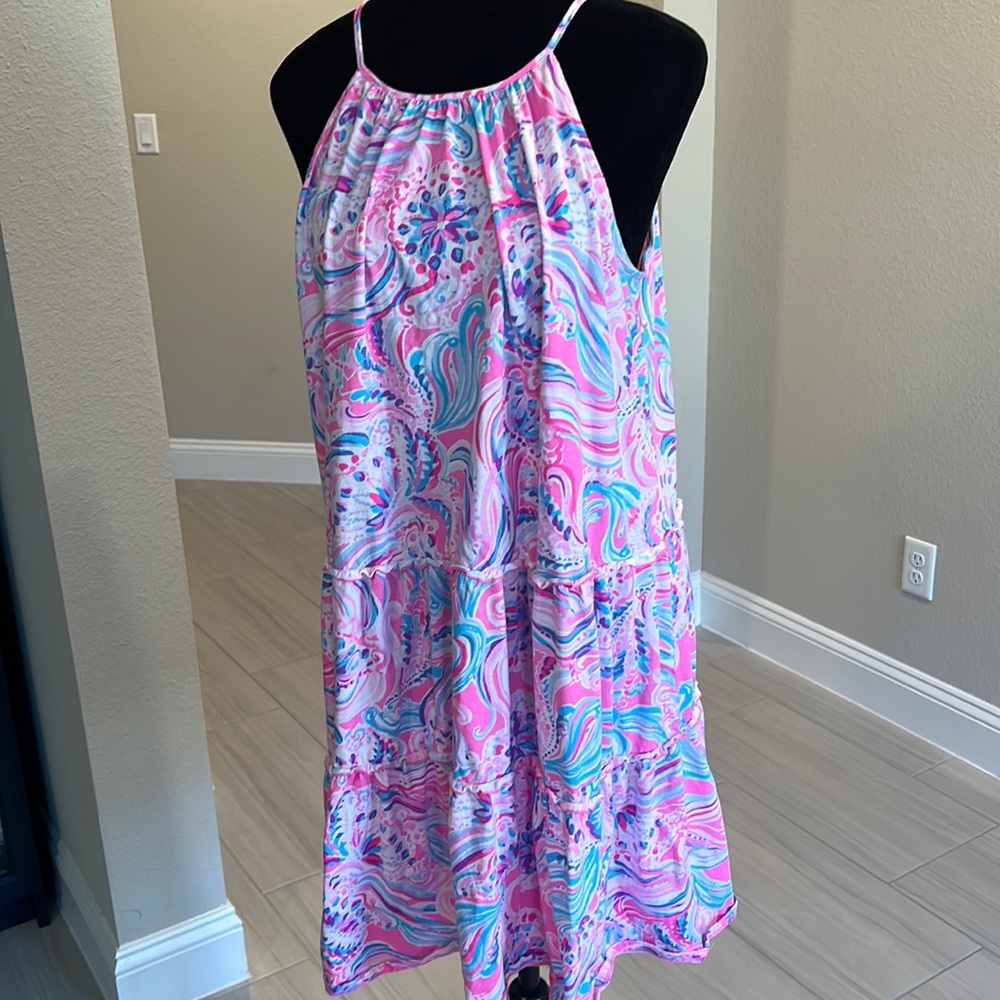 Lilly Pulitzer Pink Turquoise Paisley Halter Sundress